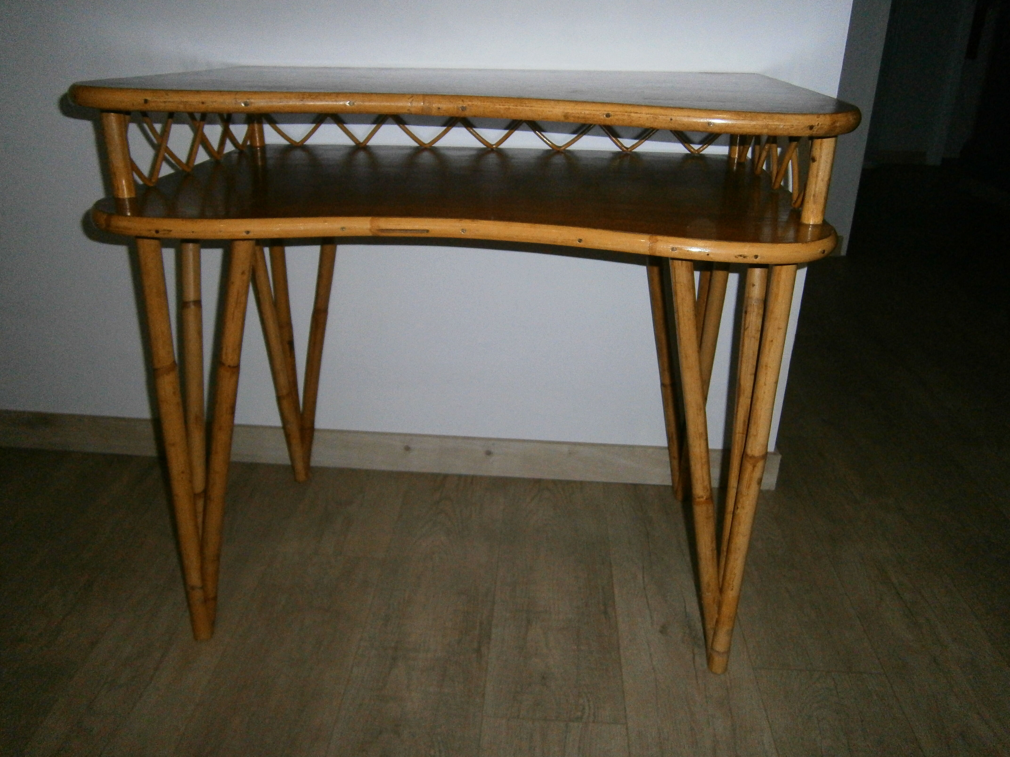 Rattan and wood desk