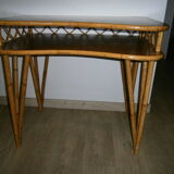 Rattan and wood desk