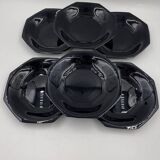 Set of 6 black soup plates