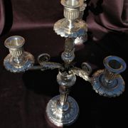 Gallia Christofle Paire 2 Candelabras Chandeliers Silver Bronze Louis XVI H45cm