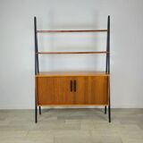 Vintage 1960s Scandinavian teak bookcase with compass legs