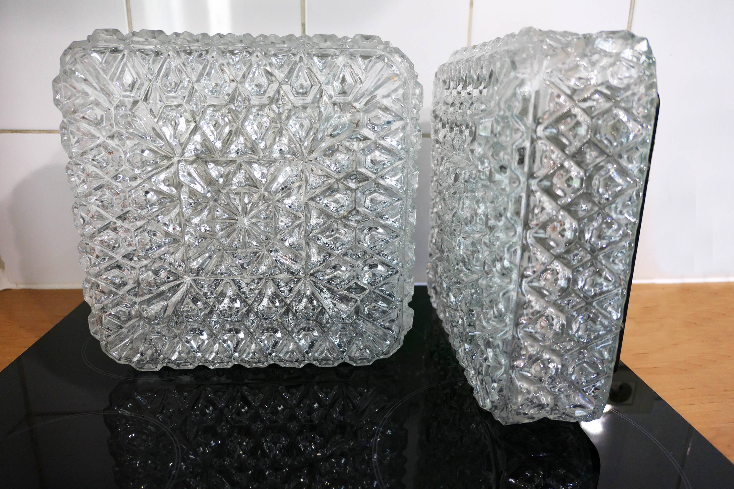 Pair of wall lights or ceiling lights Limburg Glashutte 1960s