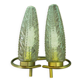 Vintage Glass Moulded Wall Sconces, 1960s, Set of 2