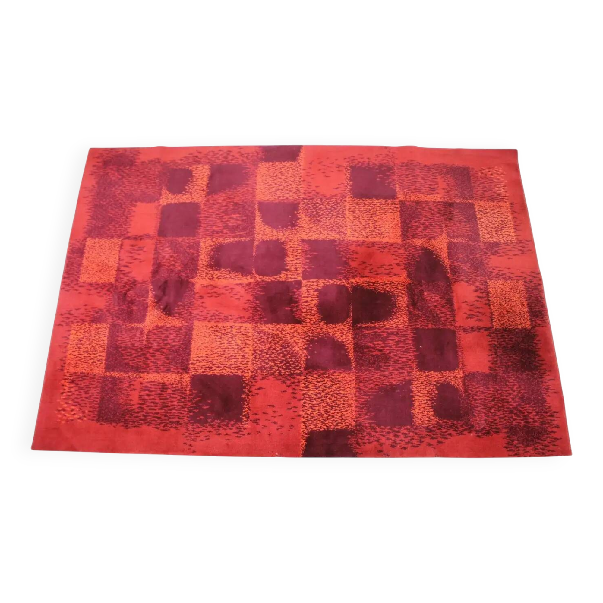 Tapis / moquette géométrique abstrait de style mid-century, années 1970 / Tchécoslovaquie