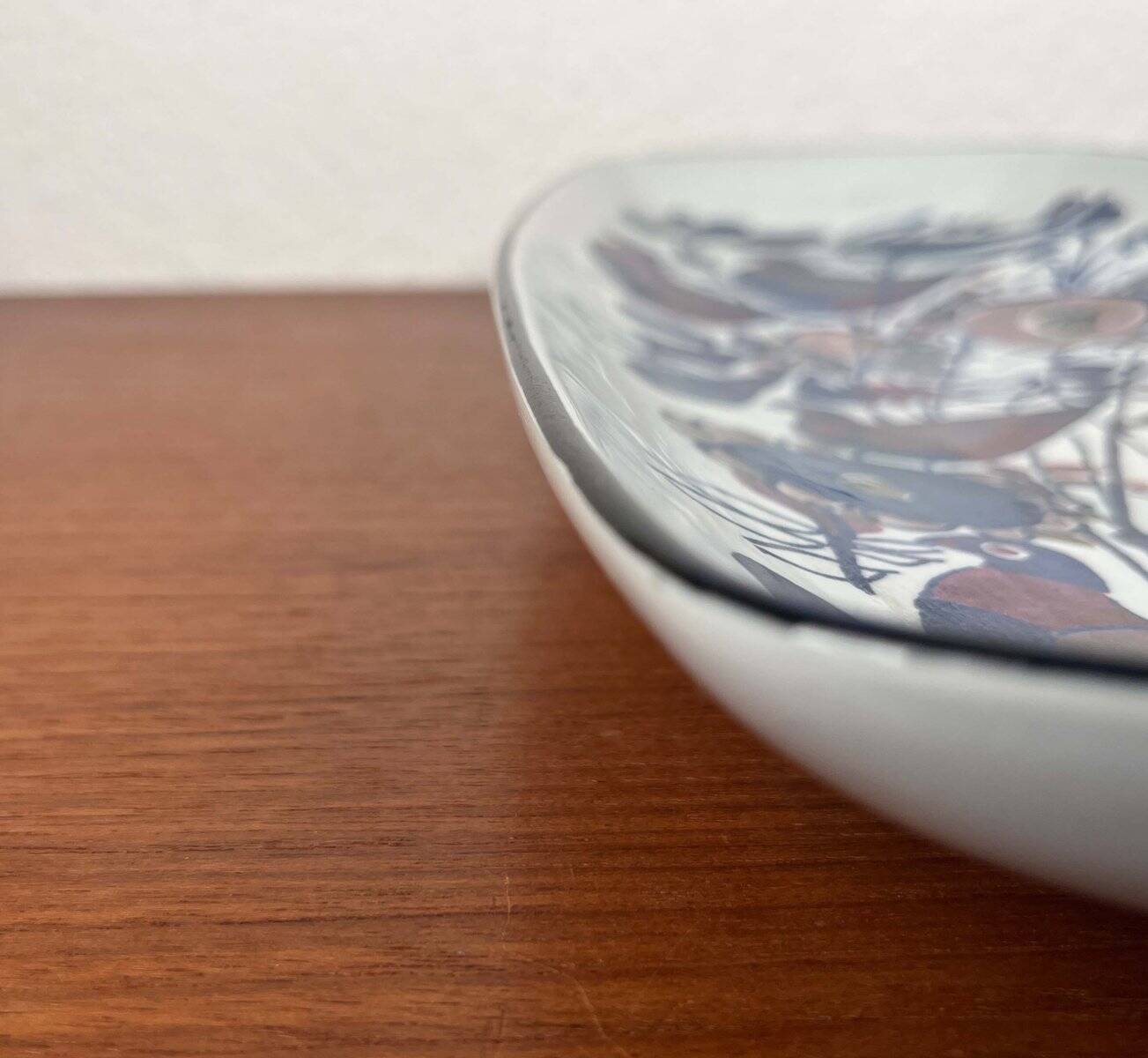 Mid-Century Modern Danish Porcelain Tenera Bowl with Bird Design by Kari Christensen for Aluminia Royal Copenhagen, 1960s