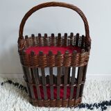 Hand-woven wooden bottle locker, bamboo and wicker