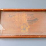 Vintage tray with vine leaf and bunch of grapes pattern