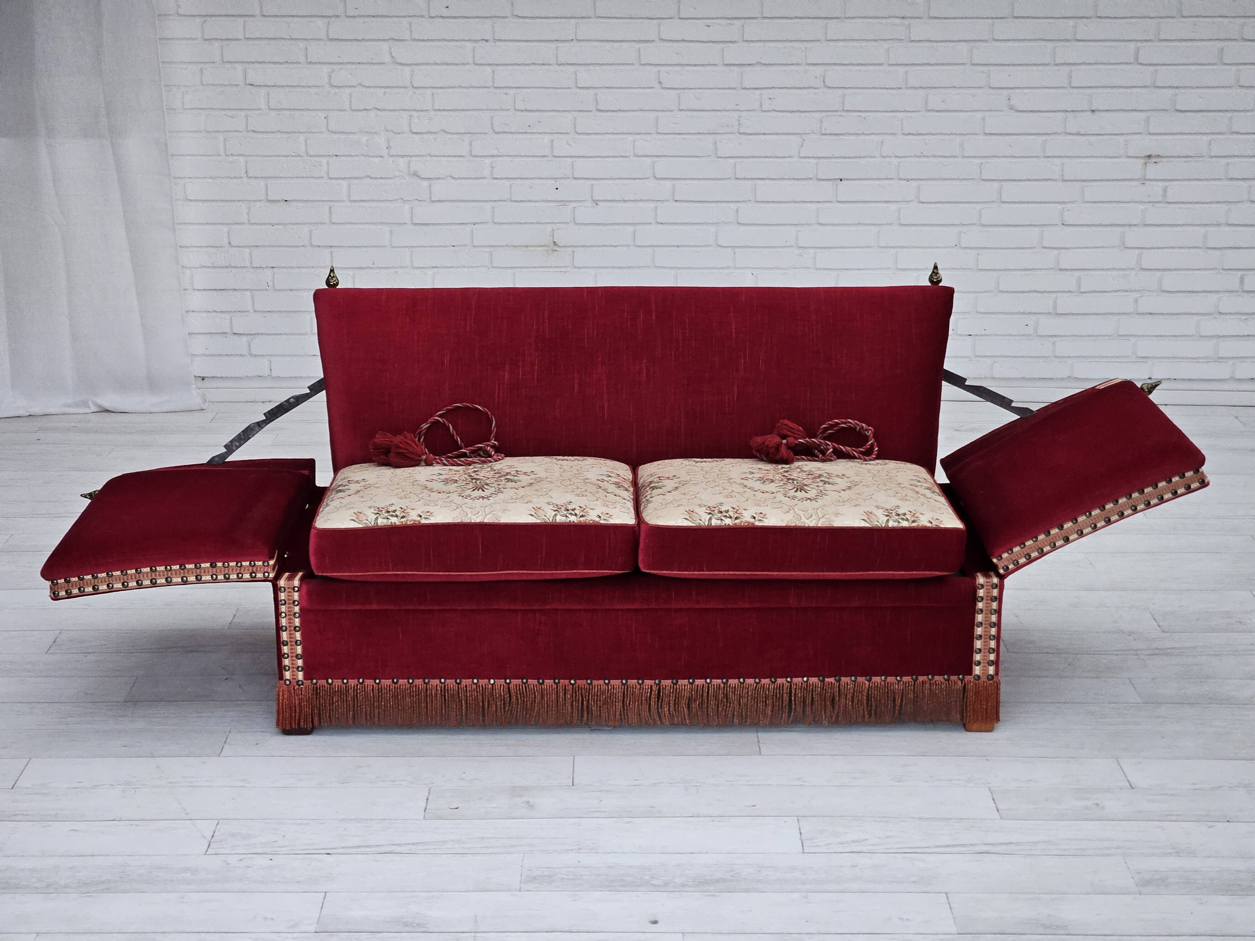 1970s, Danish "Spanish" sofa, original condition, furniture velour.