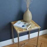 Metal and brass side table and marble tablet
