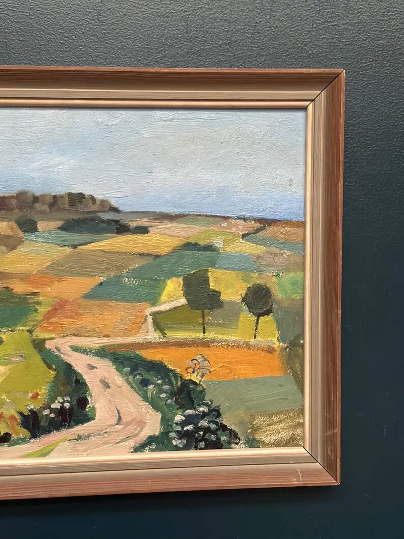 Swedish Oil on Panel “Landscape” by Tage Gavik, Signed, Vintage & Framed