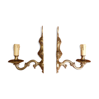 Set of 2 wall lights in real solid bronze