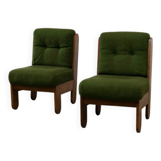 Set of two French green lounge chairs
