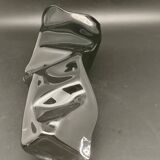 Black tinted glass vase with crumpled effect
