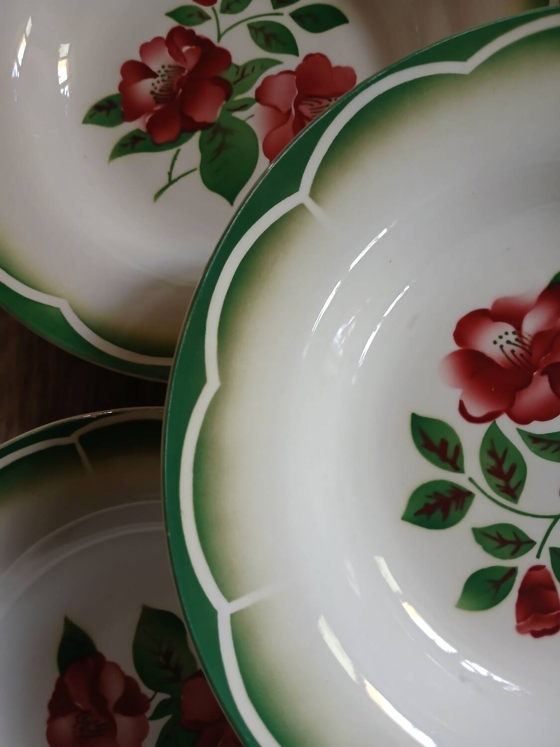 6 antique deep plates from Digoin and Sarreguemines