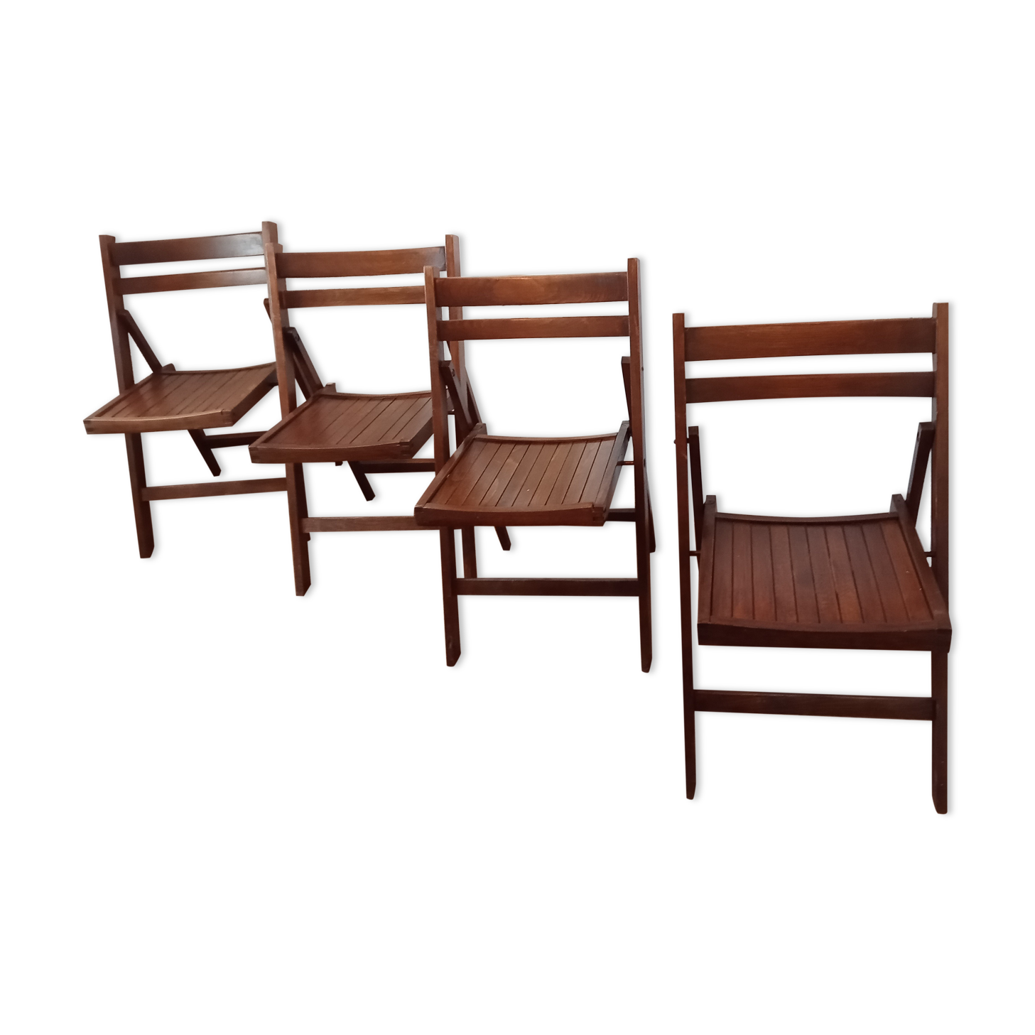4 folding vintage wooden chairs