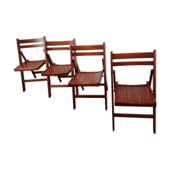 4 folding vintage wooden chairs