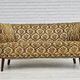 Canapé danois 2 places "banana", état d'origine, tissu d'ameublement run/beige, bois de hêtre, années 1960,