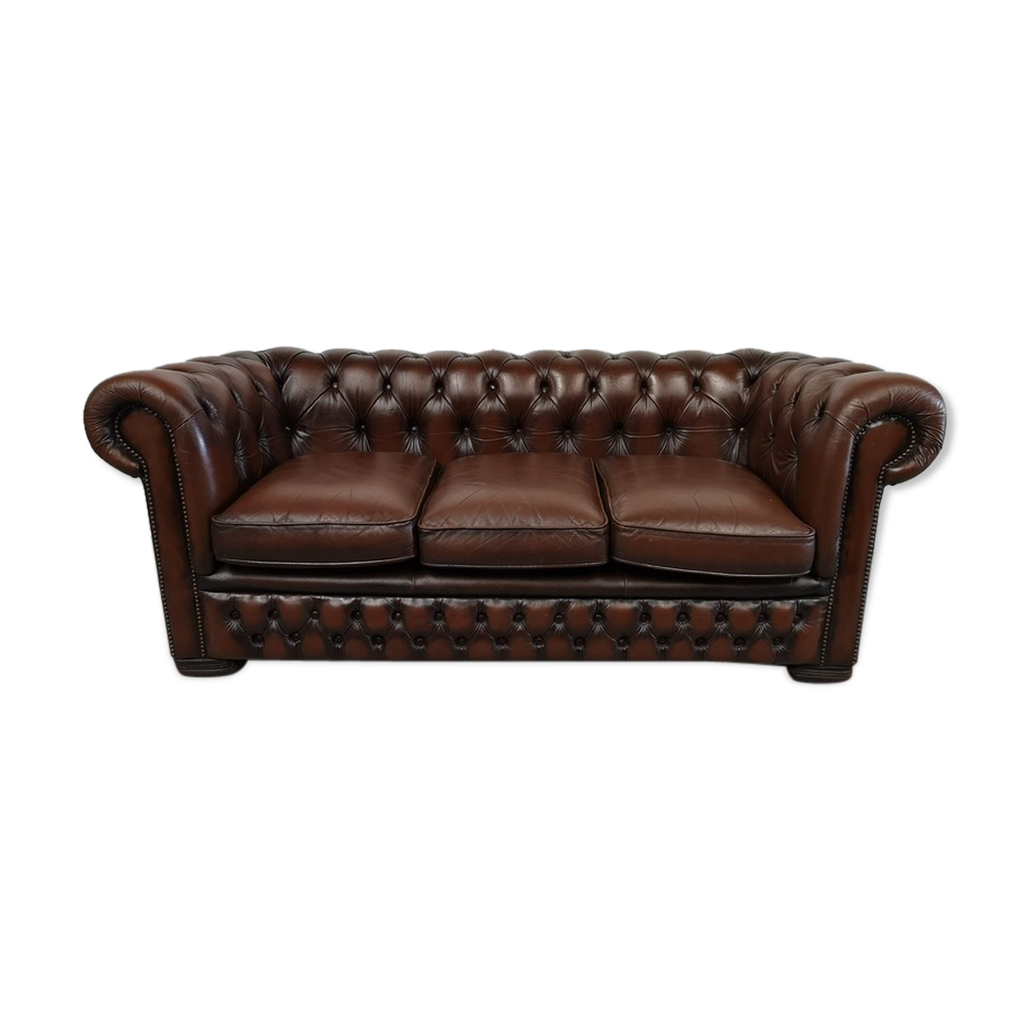 Vintage brown leather chesterfield sofa