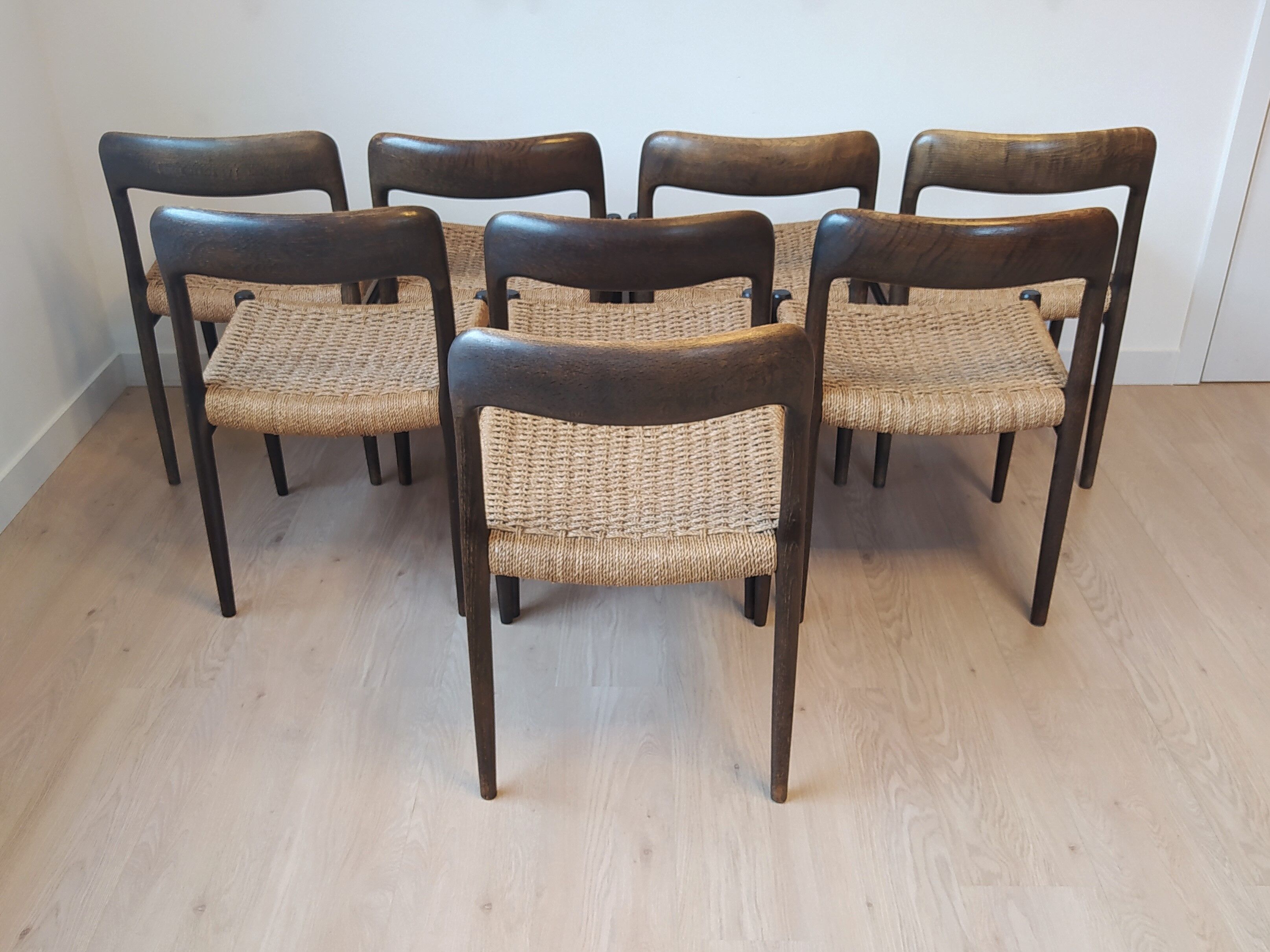 Set of 8 mid century chairs, model 75 by Niels Otto Møller