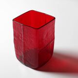 Mid-Century Modern Red Glass Vase by Christer Sjögren, Lindshammar, Sweden