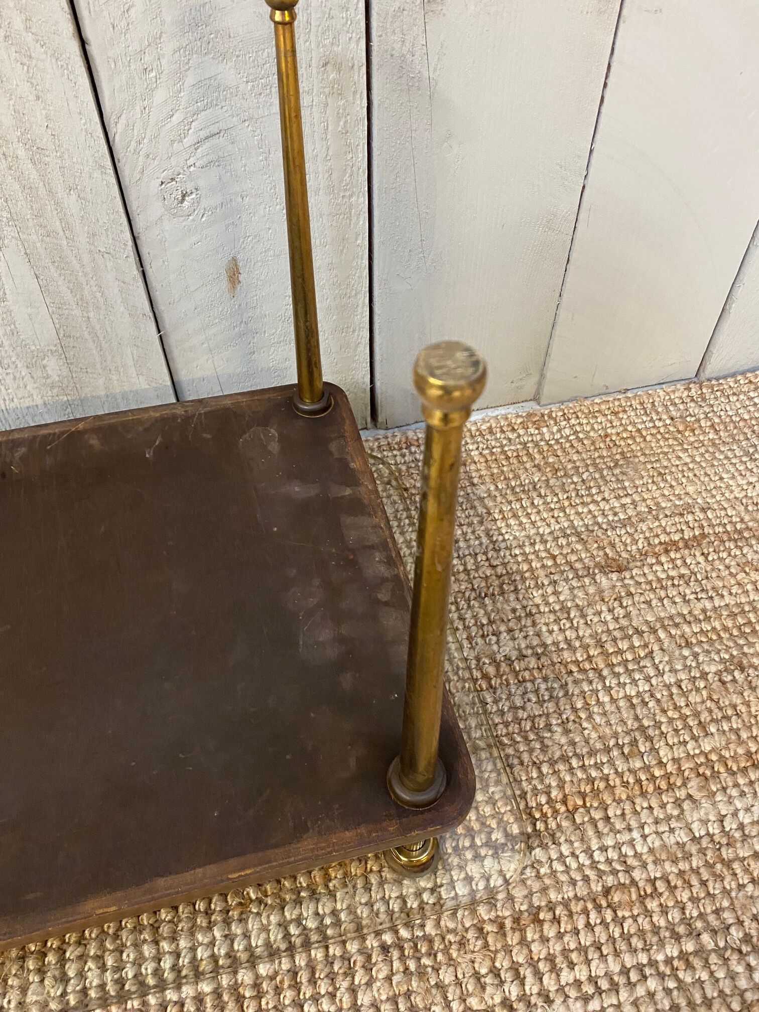 Coffee table of the 60s in glass, glass and wood top