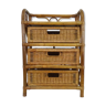 Vintage wicker rattan storage cabinet with 3 drawers