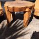 Living room 2 armchairs & coffee table in elm brutalist design 1950