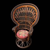 Fauteuil Emmanuelle rotin Peacock 1960