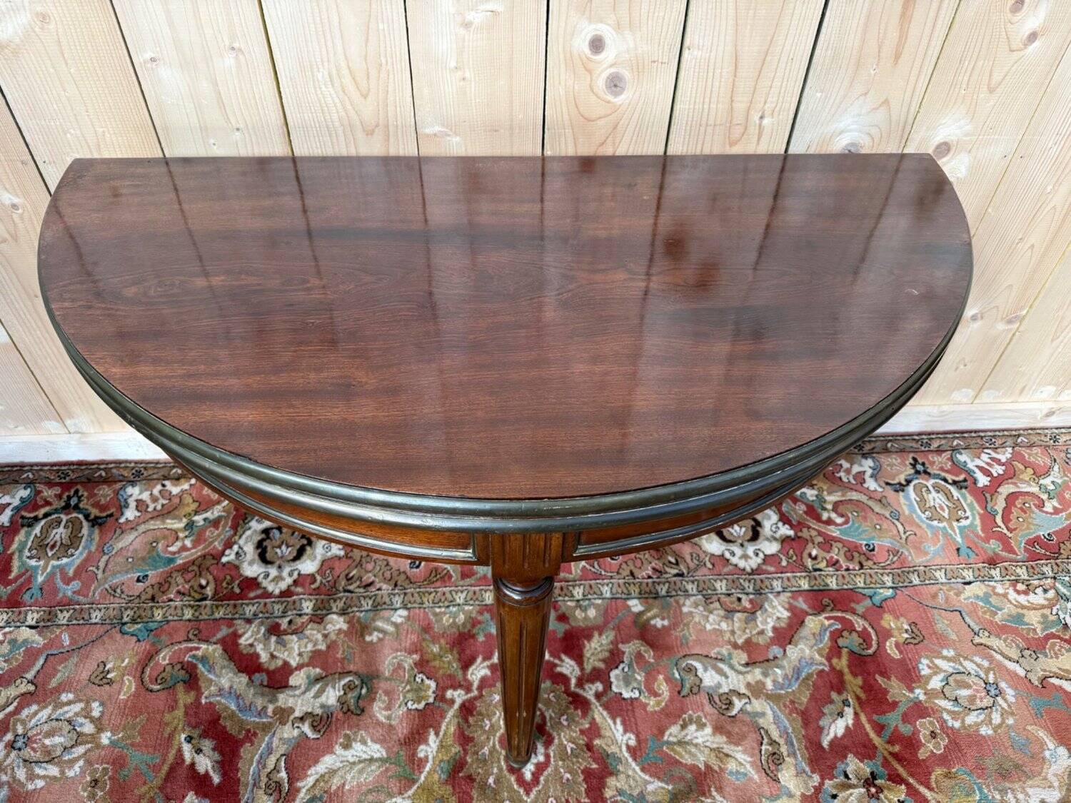 Console - Half-moon table Louis XVI in solid mahogany