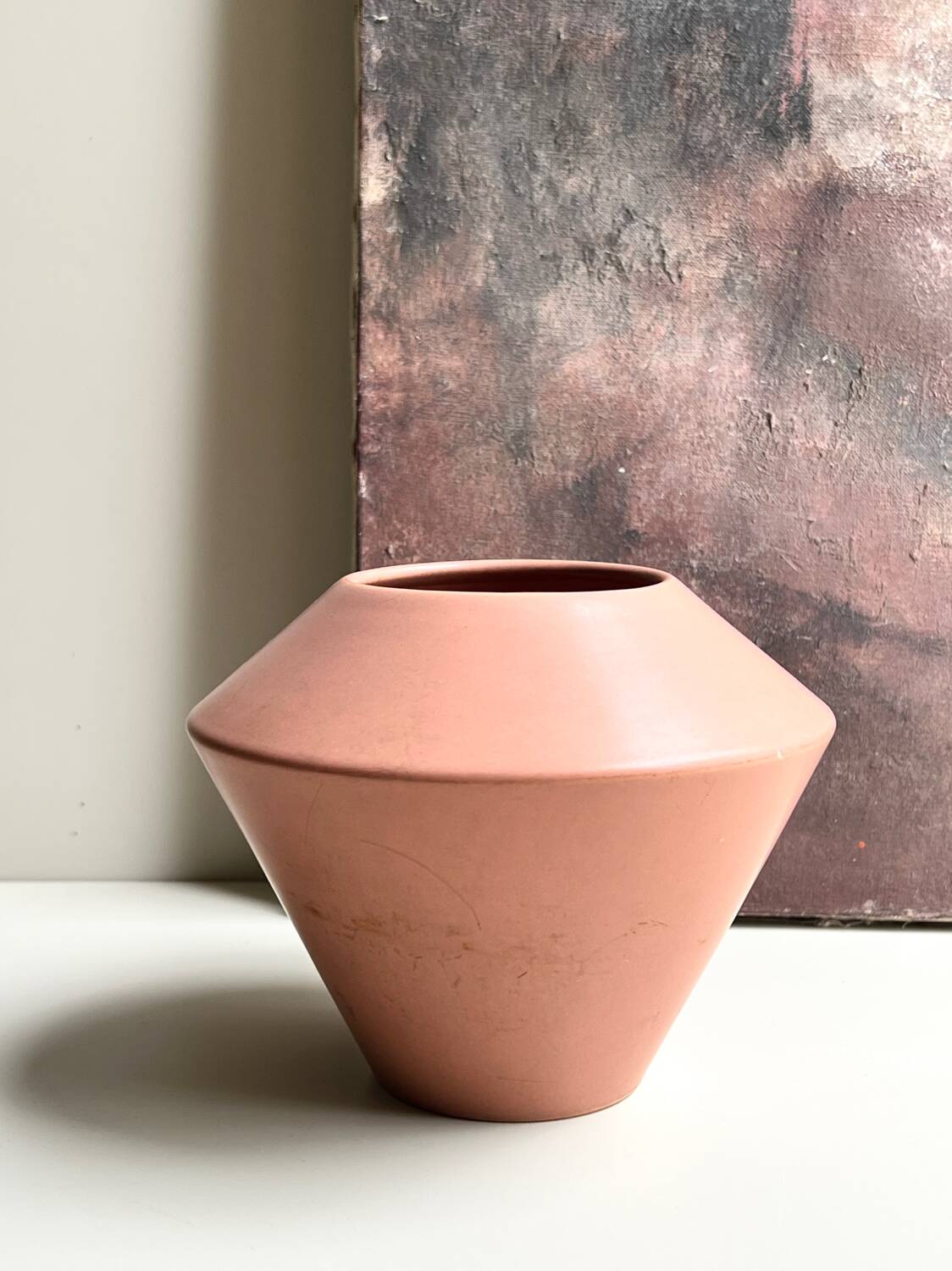 Sculptural vase in matte nude ceramic, Asa design 1980.