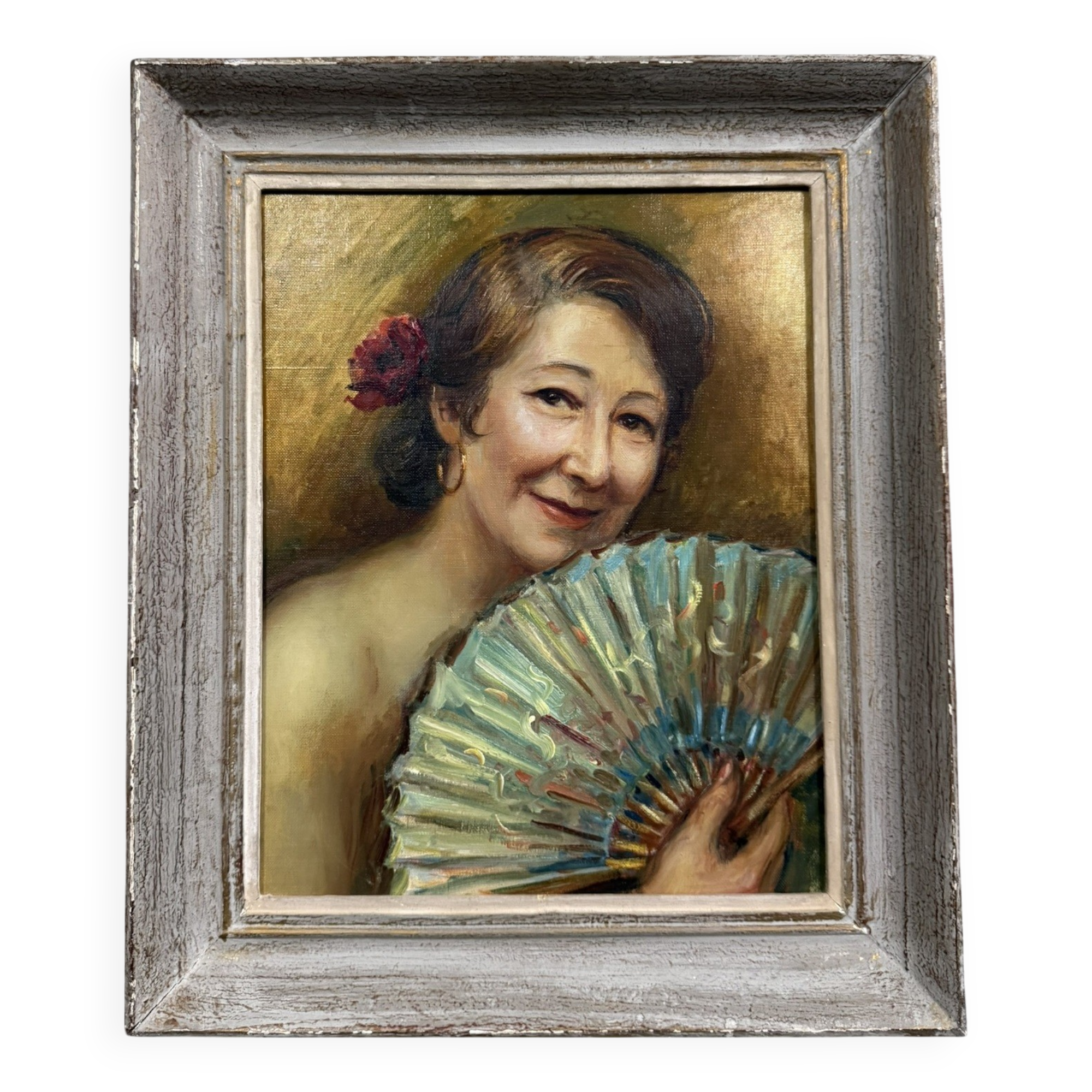 Oil painting on canvas circa 1940-1950