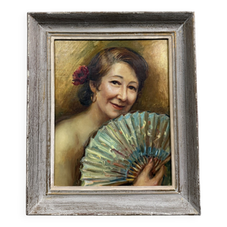 Oil painting on canvas circa 1940-1950