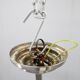Czechoslovak Art Deco nickel chandelier with three opaline glass globes