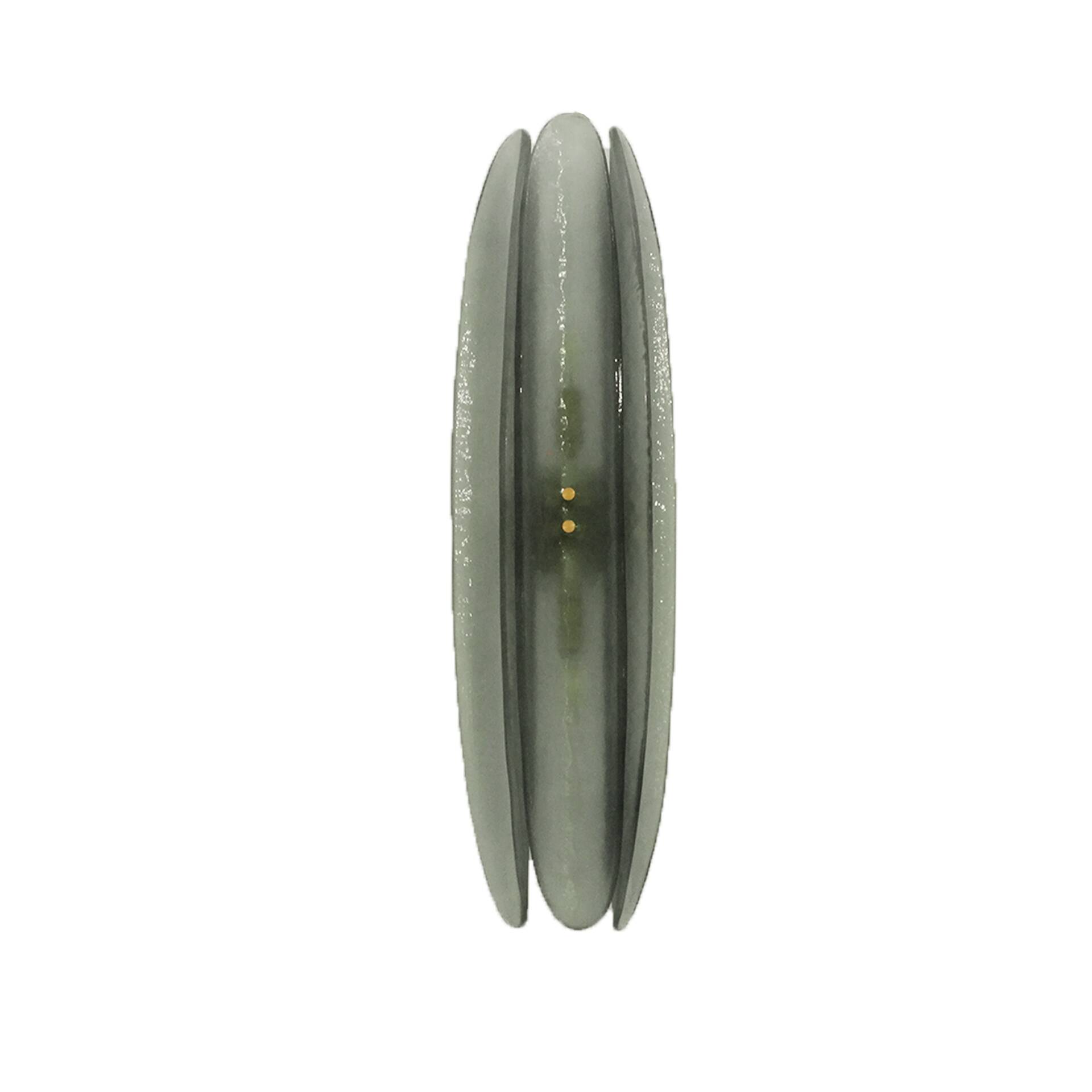 Italian wall sconces in bluish grey Murano glass and brass in mid-century modern style.