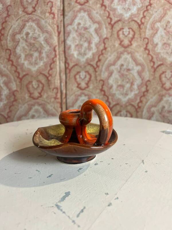 Vallauris flamed ceramic candlestick