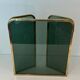 Three-Panel Folding Fire Screen in Tinted Green Glass with Brass Frame