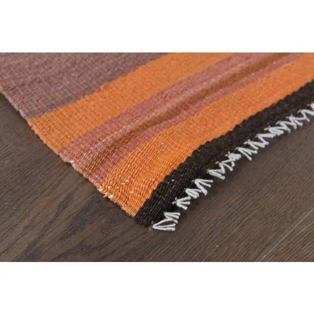 1970s Vintage Turkish Handmade Wool Cotton Orange Kilim Rug 78x254