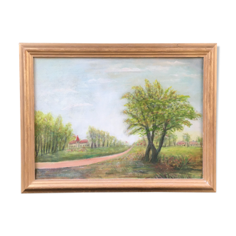 Tableau paysage naïf