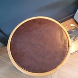 Vintage side table, end table with faux leather top
