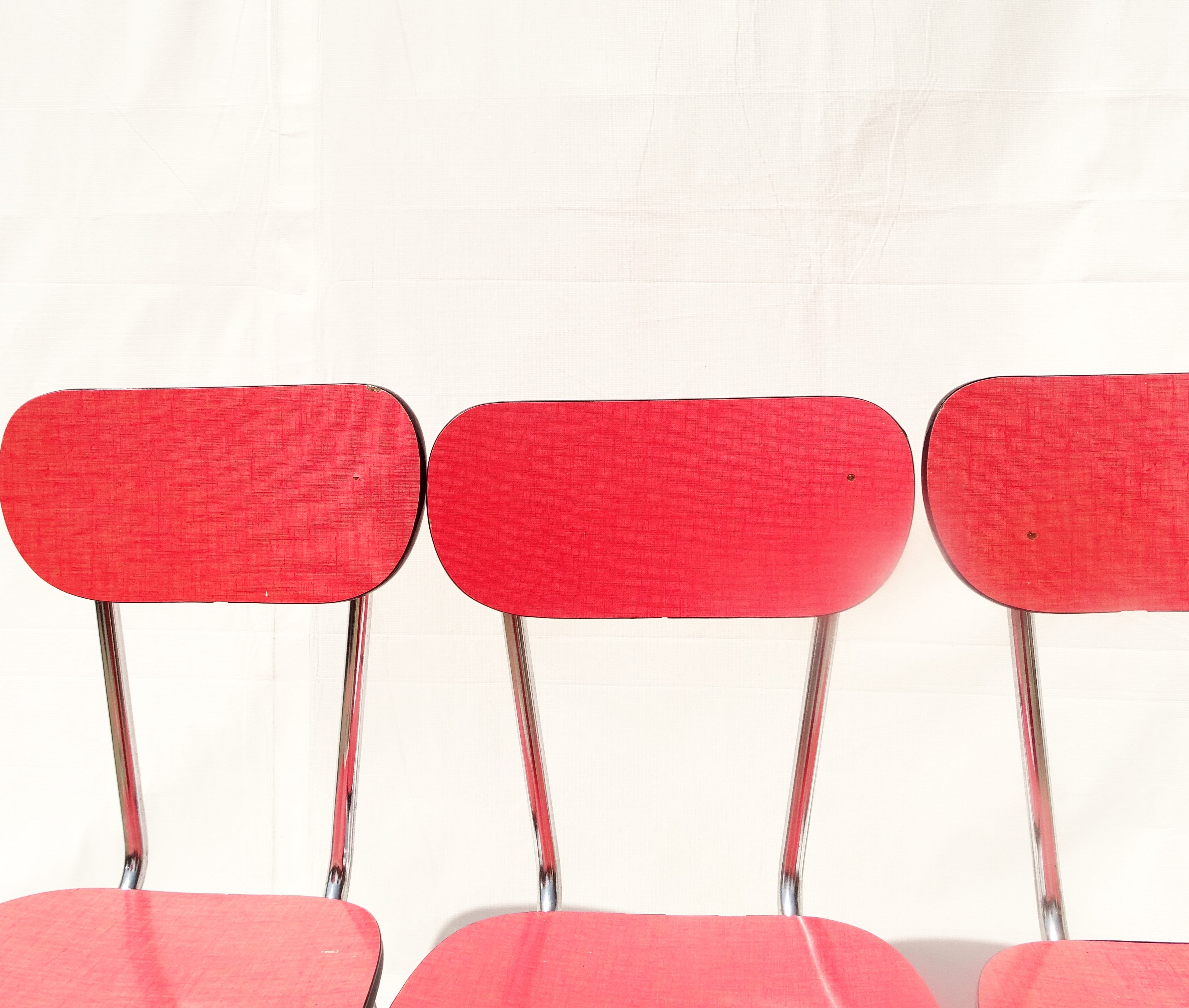 Lot 4 chaises formica rouge