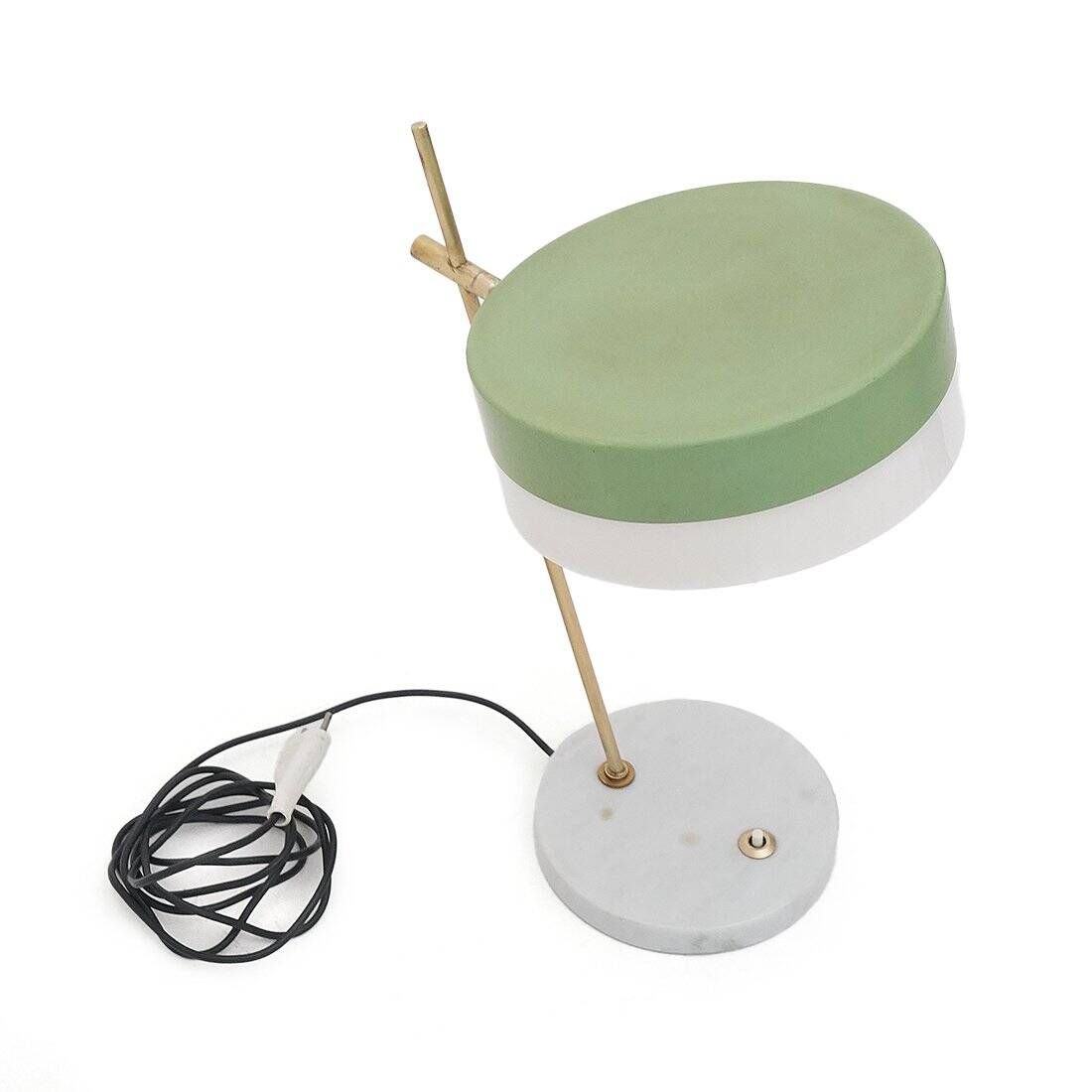 Lampe de table vintage en marbre et laiton de Stilux, années 1950