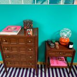 Ensemble commode et table de chevet vintage