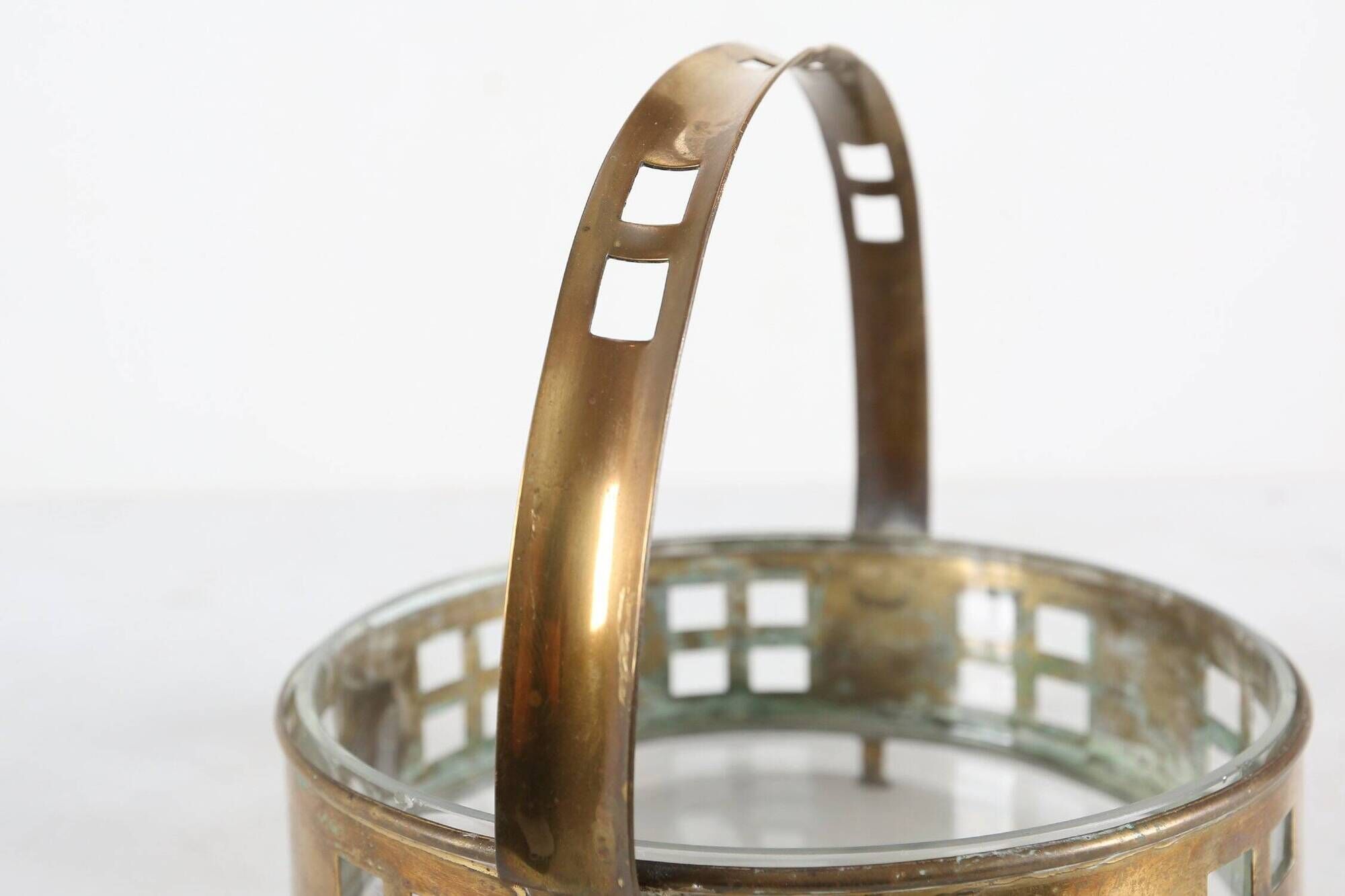 Art Deco Austrian Fruit Basket in Copper and Glass, 1920