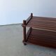 Pine slatted coffee table in vintage 1970s Scandinavian design.