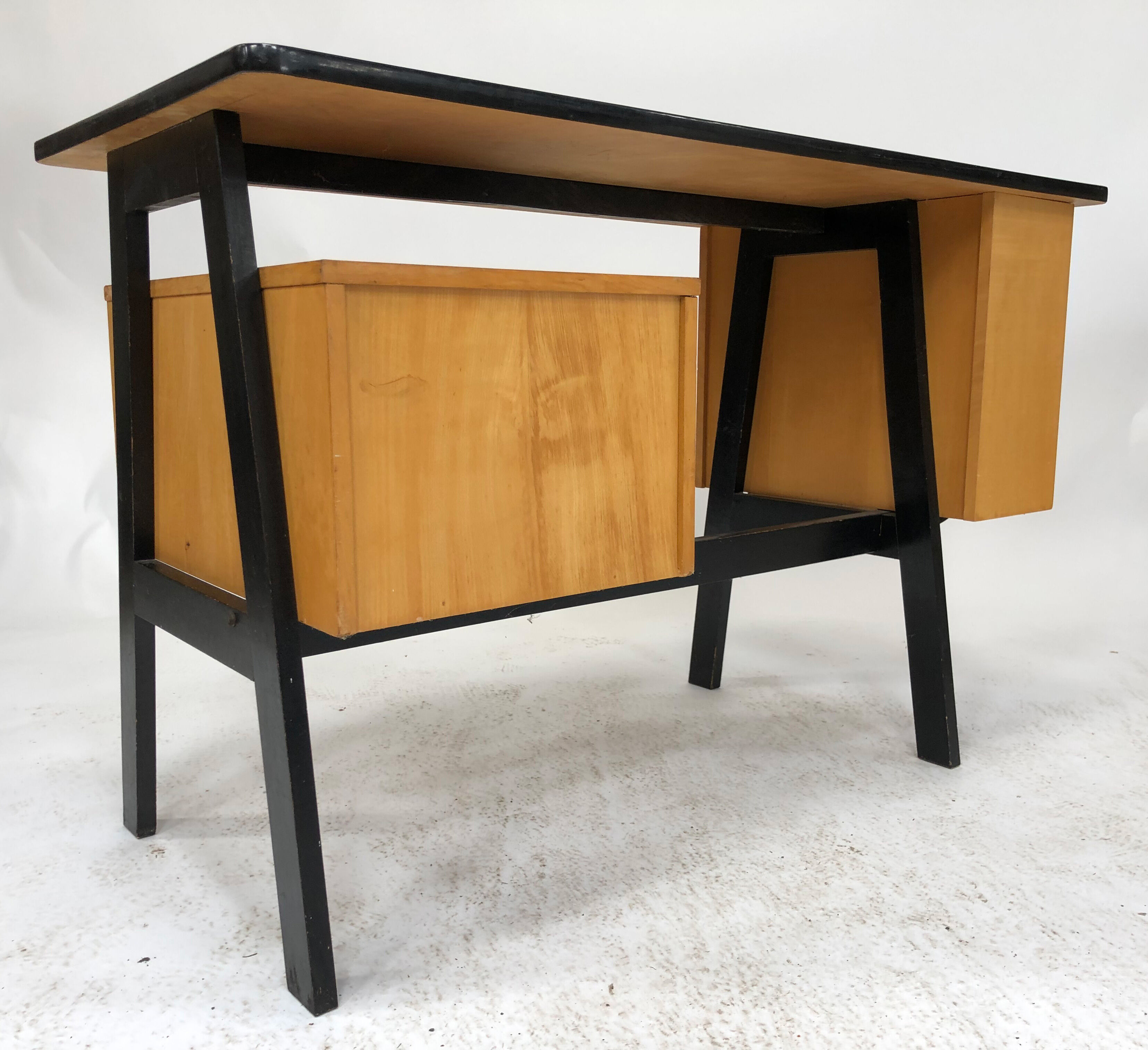 Vintage desk in birch veneer of years 60