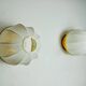 Pair of regency wall lights, pine and stretched canvas, italy, 1970