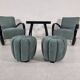 H 269 Lounge Chairs, table and poufs by Jindřich Halabala for Up Zavody, 1940s, Set of 5