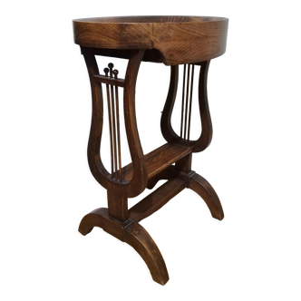 Guéridon ou sellette lyre en noyer