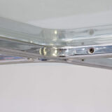 80s Chrome cross framed dining table glass table top