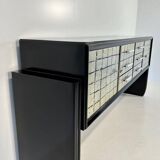 Italian Midcentury Black and Silver Leaf Sideboard, 1950s